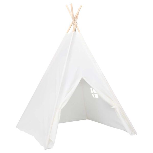vidaXL Tenda Tipi Bimbi Borsa Bianco Microfibra Strisce 120x120x150cm