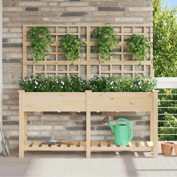 vidaXL Vaso da giardino con lo scaffale Beige 161 x 46 x 152,5 cm