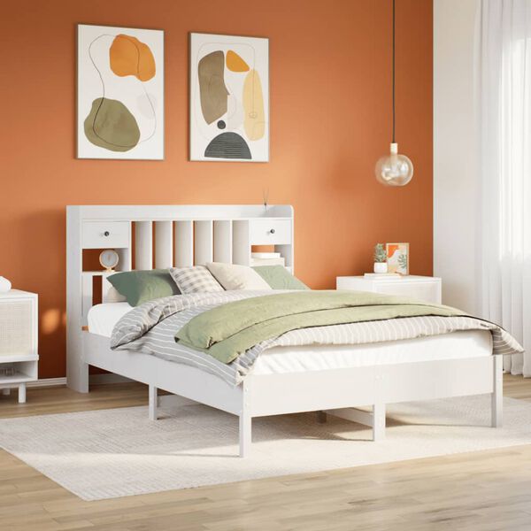 vidaXL Letto Libreria senza Materasso Bianco 140x190 cm Legno di Pino