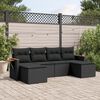 vidaXL Set Divano da Giardino 6 pz con Cuscini Nero in Polyrattan
