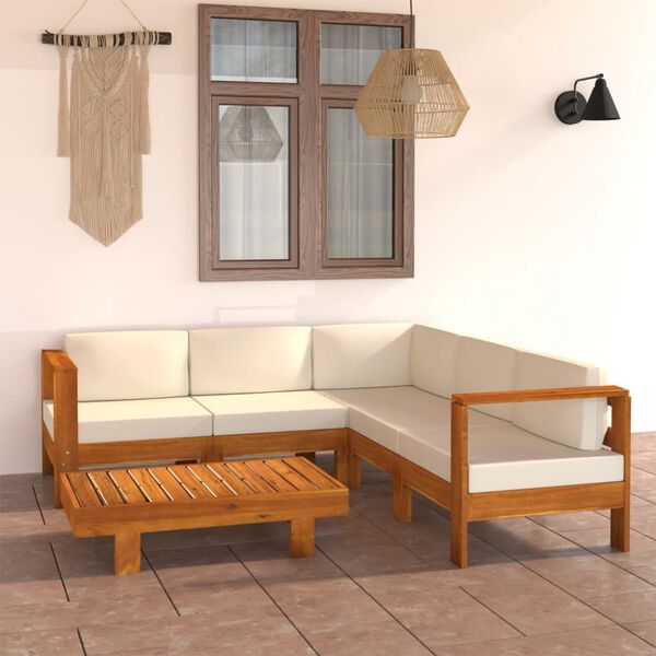 vidaXL Set da Giardino 6 pz con Cuscini 100x60 cm Legno di Acacia