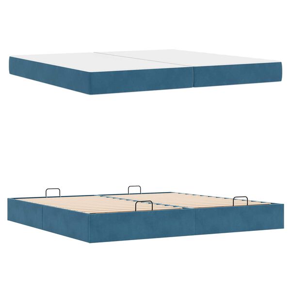 vidaXL Struttura letto con materasso con materasso 2 pcs Blu Velluto