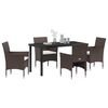 vidaXL Set da Pranzo per Giardino con cuscino 5 pcs Marrone polyrattan