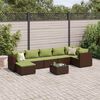 vidaXL Set Divani da Giardino 8 pz con Cuscini in Polyrattan Marrone