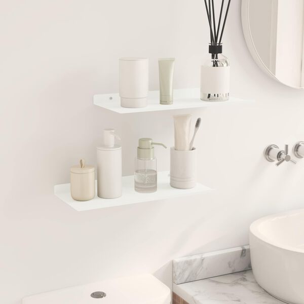 vidaXL Mensola sospesa 2 pcs Bianco 40 x 18 x 2,5 cm Acciaio
