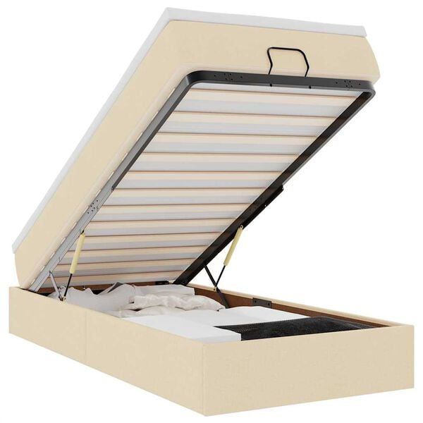 vidaXL Struttura Letto Pouf con Materasso Crema 100x200 cm in Tessuto