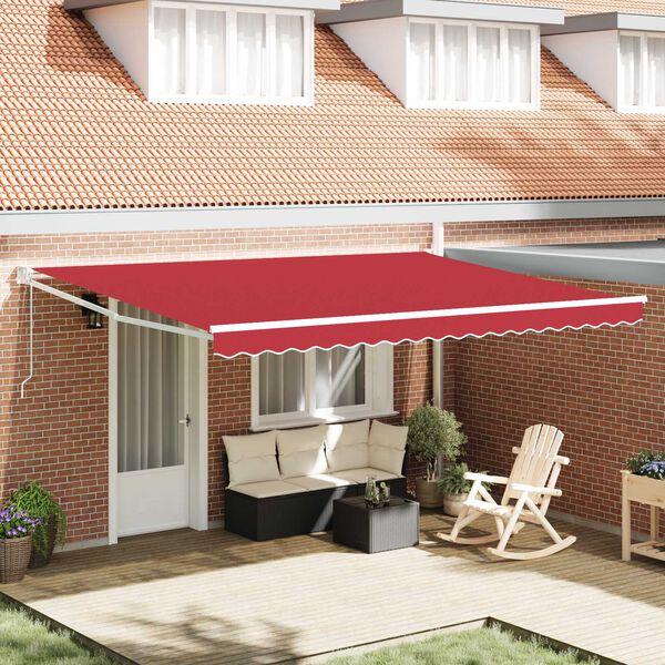 vidaXL Tenda da Sole Rosso 4,5 &times; 3 m Poliestere e metallo