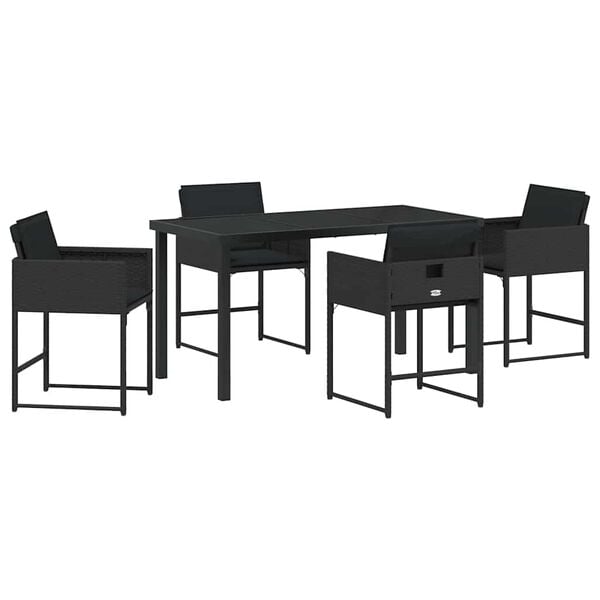 vidaXL Set da Pranzo per Giardino 5 pcs Nero polyrattan