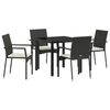 vidaXL Set da Pranzo per Giardino con cuscino 5 pcs Nero polyrattan