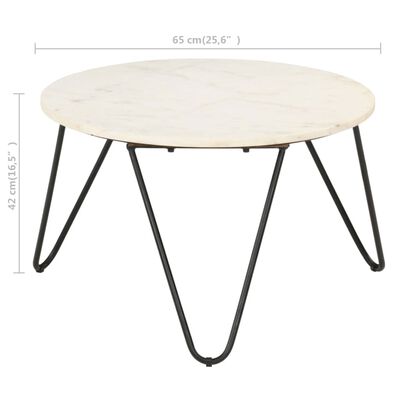 vidaXL Tavolino da Caffè Bianco 65x65x42 cm Pietra Vera Testura Marmo