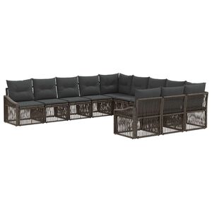 vidaXL Set Divano da Giardino 11 pz Grigio polyrattan