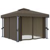 vidaXL Gazebo con Tende e Stringa di Luci LED 3x3 m Grigio Talpa