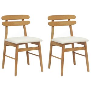 vidaXL Sedia da pranzo 2 pz Legno di gomma solido Naturale e chiaro