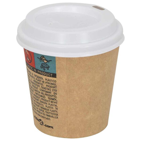 vidaXL Coperchi Tazze da Caff&egrave; Carta &Oslash;60mm 4oz 1000 pz Plastica Bianca