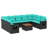 vidaXL Set Divani da Giardino 10 pz con Cuscini Nero in Polyrattan