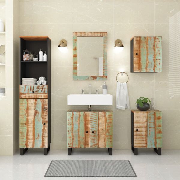 vidaXL Set Mobili da Bagno 5 pz in Legno Massello di Recupero
