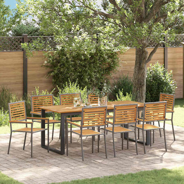 vidaXL Set da Pranzo per Giardino 9 pcs Grigio