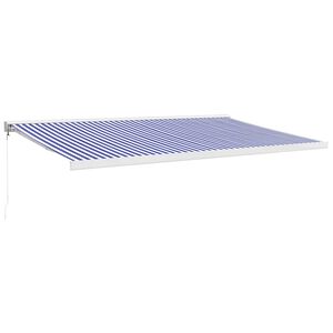 vidaXL Tenda da Sole Retrattile Blu e Bianca 5x3 m Tessuto e Alluminio