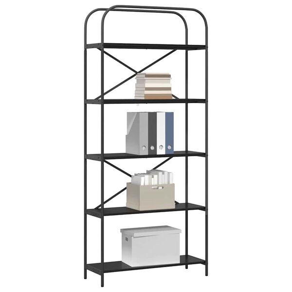 vidaXL Libreria Rovere Nero 80 x 30 x 183 cm Legno multistrato