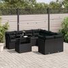 vidaXL Set Divani da Giardino 9 pz con Cuscini Nero in Polyrattan
