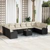 vidaXL Set di divani con cuscino 11 pcs Nero Polyrattan