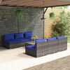 vidaXL Set Divani da Giardino 7 pz con Cuscini in Polyrattan Grigio