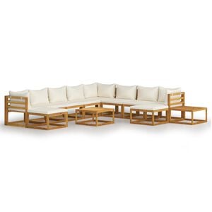 vidaXL Set Divani da Giardino 12 pz con Cuscini Crema in Legno Acacia