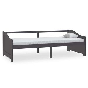vidaXL Divano Letto a 3 Posti Grigio Legno Massello di Pino 90x200cm