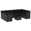 vidaXL Set Divani da Giardino 10pz con Cuscini in Polyrattan Nero