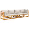 vidaXL Set Salotto Giardino 4pz Cuscini Grigio Chiaro Legno Massello