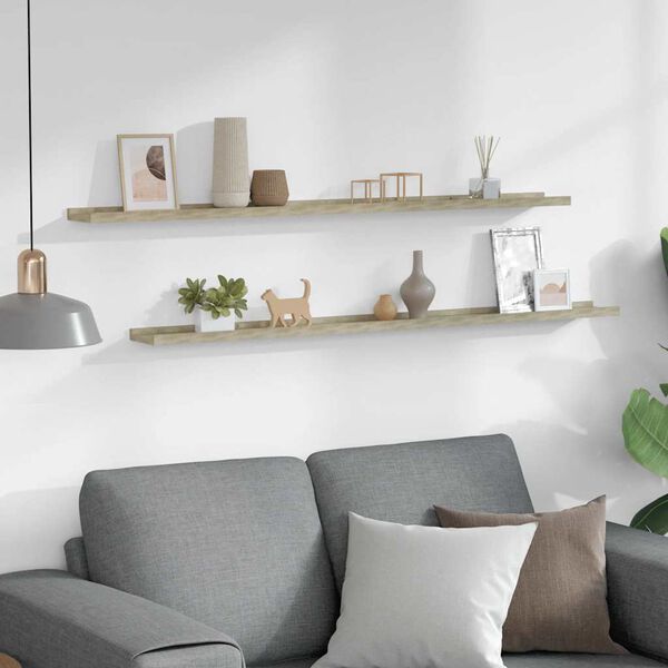 vidaXL Mensole da Parete 2 pz Rovere Sonoma 115x9x3 cm