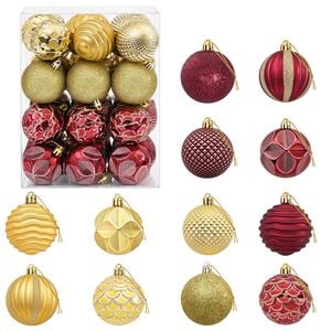 vidaXL Set di Palline di Natale 36 pz Oro e rosso vino Diam. 6 cm