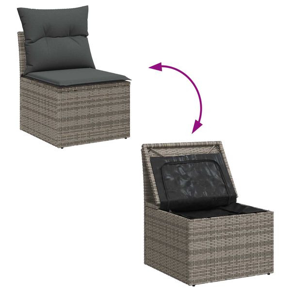 vidaXL Set Divano da Giardino con cuscino 8 pcs Grigio polyrattan