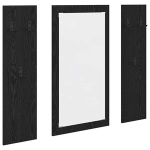vidaXL Appendiabiti a muro con specchio Rovere Nero 96 x 1,5 x 90 cm