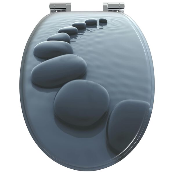 vidaXL Sedile per toilette con chiusura morbida Grigio 44 x 38 cm