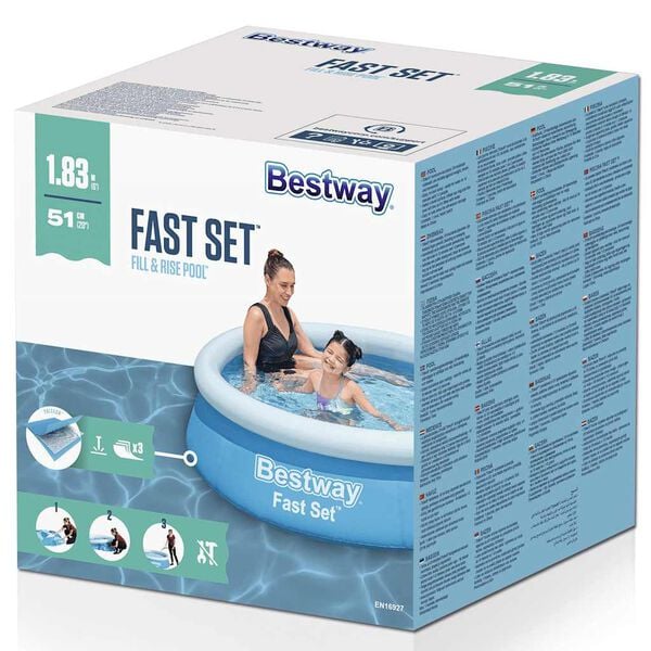 Bestway Set Piscina Gonfiabile Fast Rotonda 183x51 cm Blu