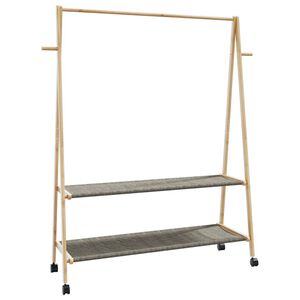 vidaXL Appendiabiti con Ripiani e Ruote 132x45,5x155,5 cm in Bamb&ugrave;