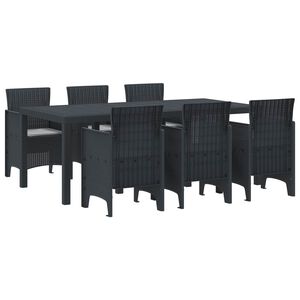 vidaXL Set da Pranzo per Giardino 7 pcs Antracite Rattan Polt