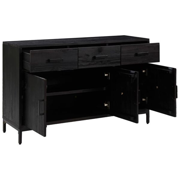 vidaXL Credenza Nera 110x35x70 cm in Legno Massello di Pino