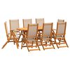 vidaXL Set Pranzo da Giardino 9pz Legno Massello di Acacia e Textilene