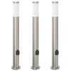 vidaXL Lampioni a palo con presa elettrica 3 pz 80 cm Acciaio Inox IP44