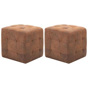 vidaXL Comodini 2 pz Marrone 30x30x30 cm in Similpelle Scamosciata