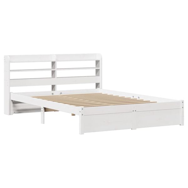 vidaXL Giroletto con Testiera Bianco 135x190 cm Legno Massello di Pino