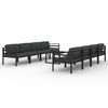 vidaXL Set Divani da Giardino 9 pz con Cuscini in Alluminio Antracite