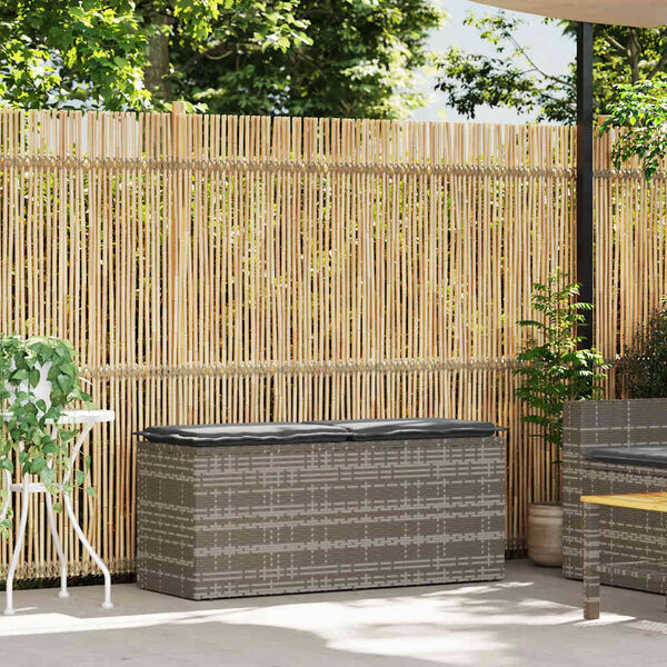 vidaXL Panca da Giardino con Cuscino Grigio 110x40x44 cm in Polyrattan