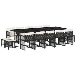 vidaXL Set da Pranzo da Giardino 15 pz con Cuscini Nero in Polyrattan