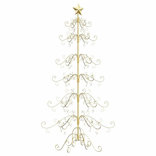 vidaXL Albero di Natale in metallo con supporto Oro 180 cm