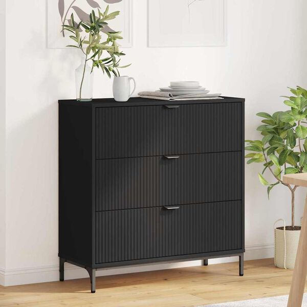 vidaXL Credenza con cassetto Nero 79,5 x 33 x 82 cm Legno multistrato