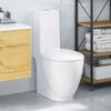 vidaXL Vaso WC in Ceramica da Bagno Rotondo Base con Scarico Bianco