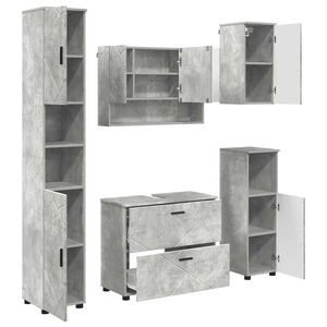 vidaXL Set di mobili per il bagno con cassetto 5 pcs Grigio cemento